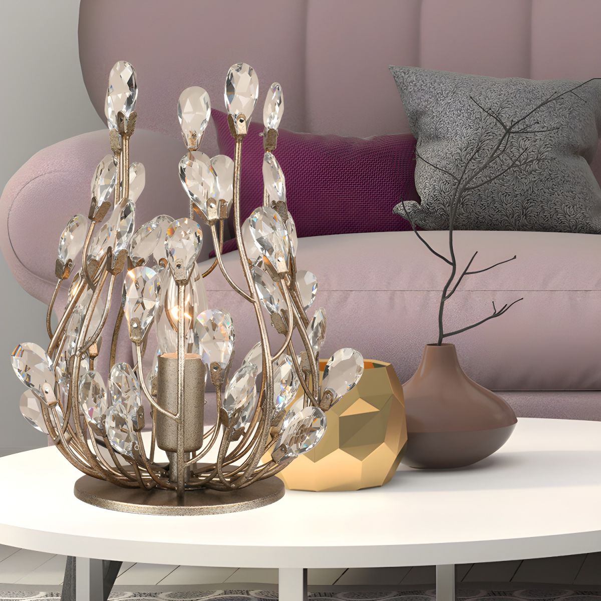 Retro Crystal Accent Table Lamp for Modern Interiors | Zeltrio