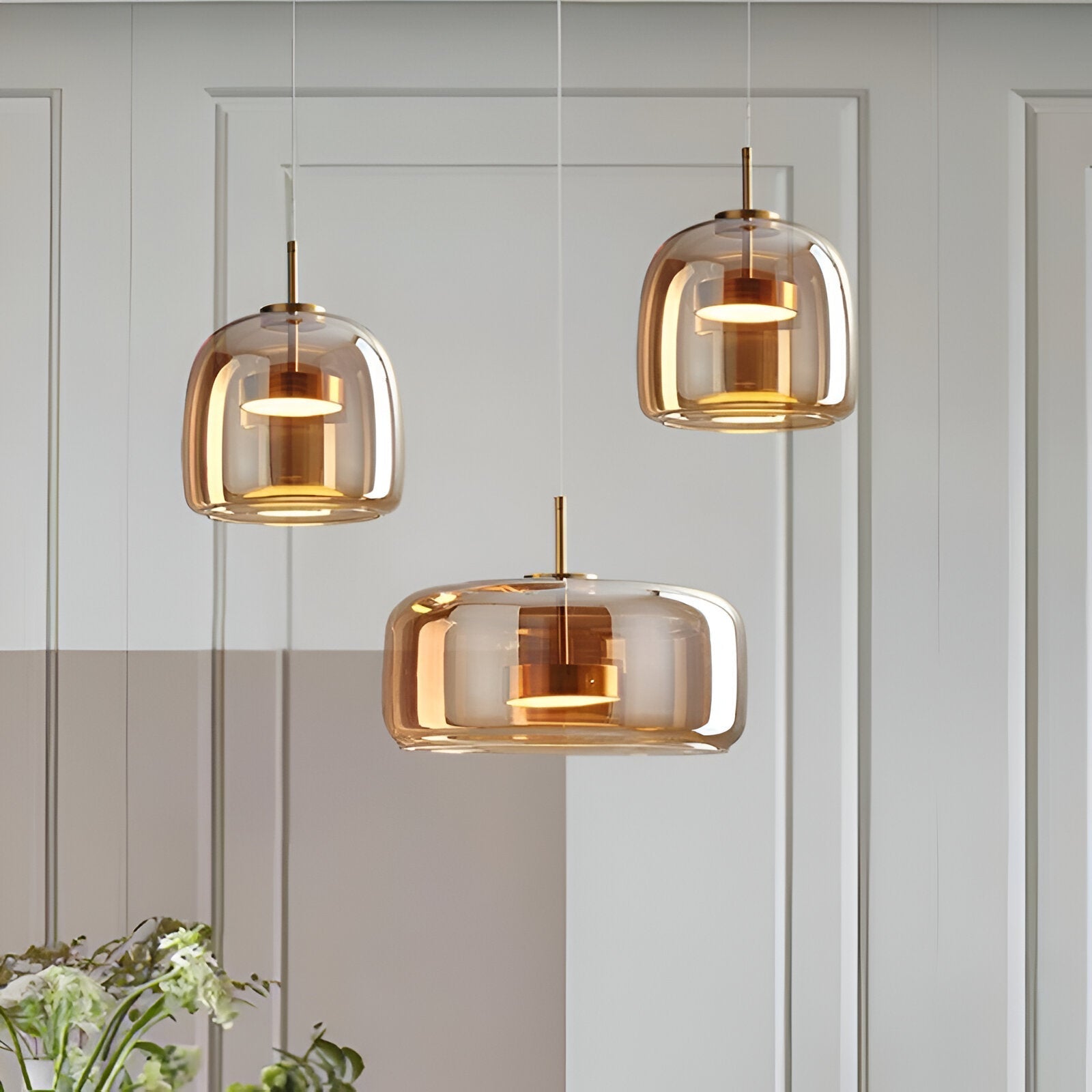 Retro Glass LED Pendant Light with Triple Shade Design | Oryvexa