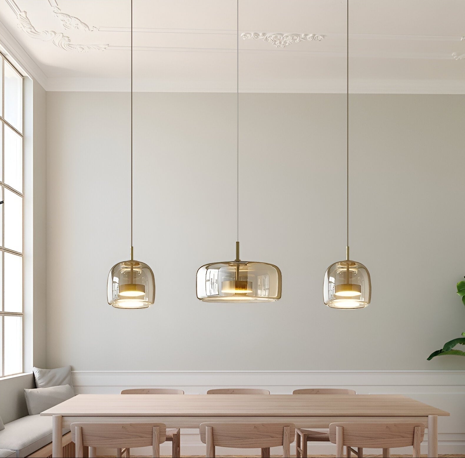 Retro Glass LED Pendant Light with Triple Shade Design | Oryvexa