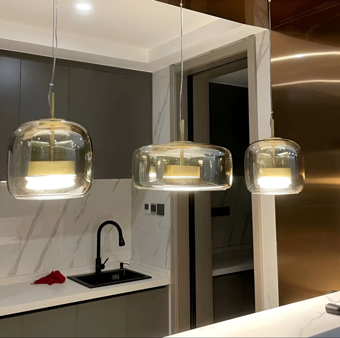 Retro Glass LED Pendant Light with Triple Shade Design | Oryvexa