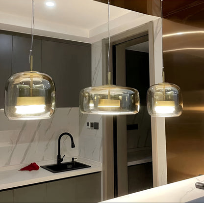 Retro Glass LED Pendant Light with Triple Shade Design | Oryvexa