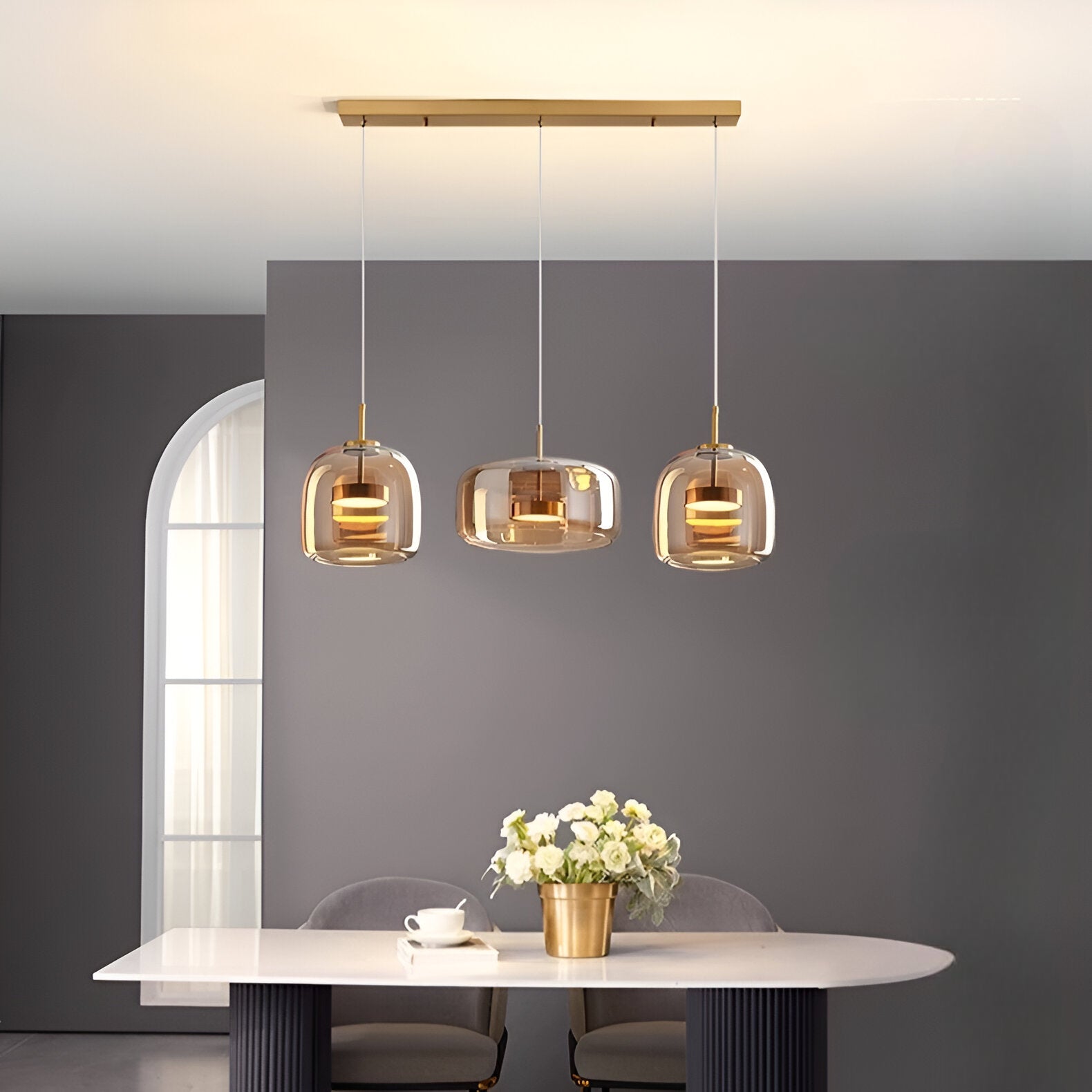 Retro Glass LED Pendant Light with Triple Shade Design | Oryvexa