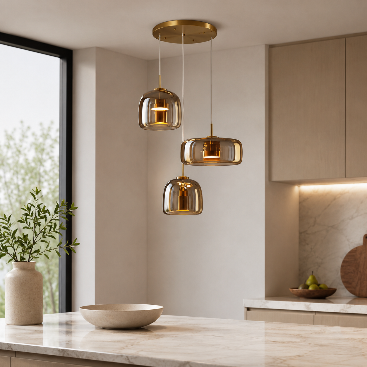 Retro Glass LED Pendant Light with Triple Shade Design | Oryvexa