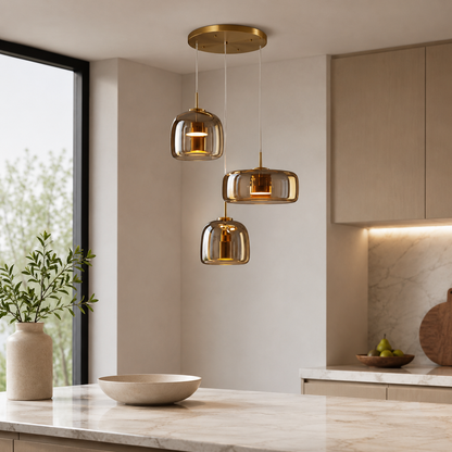Retro Glass LED Pendant Light with Triple Shade Design | Oryvexa