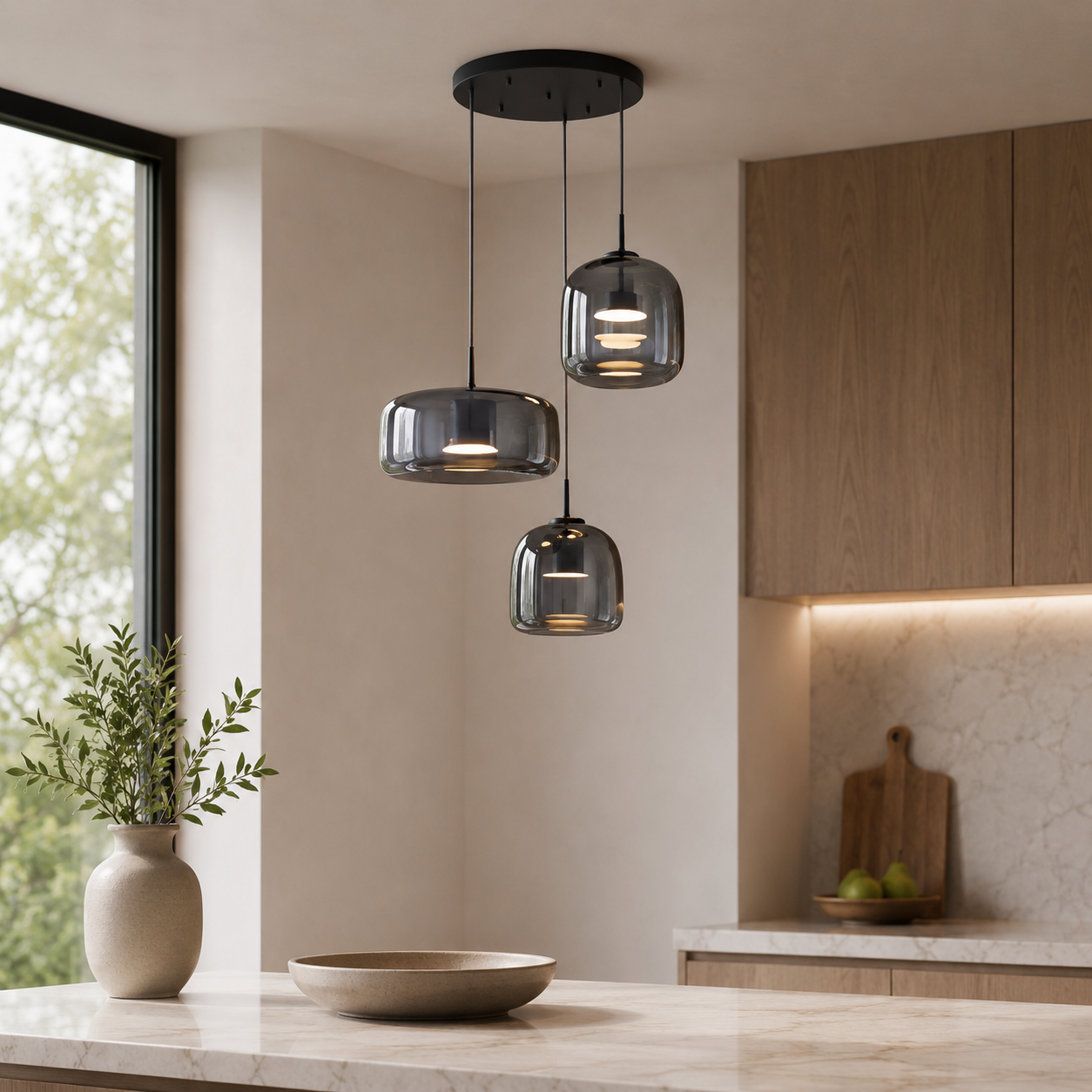 Retro Glass LED Pendant Light with Triple Shade Design | Oryvexa