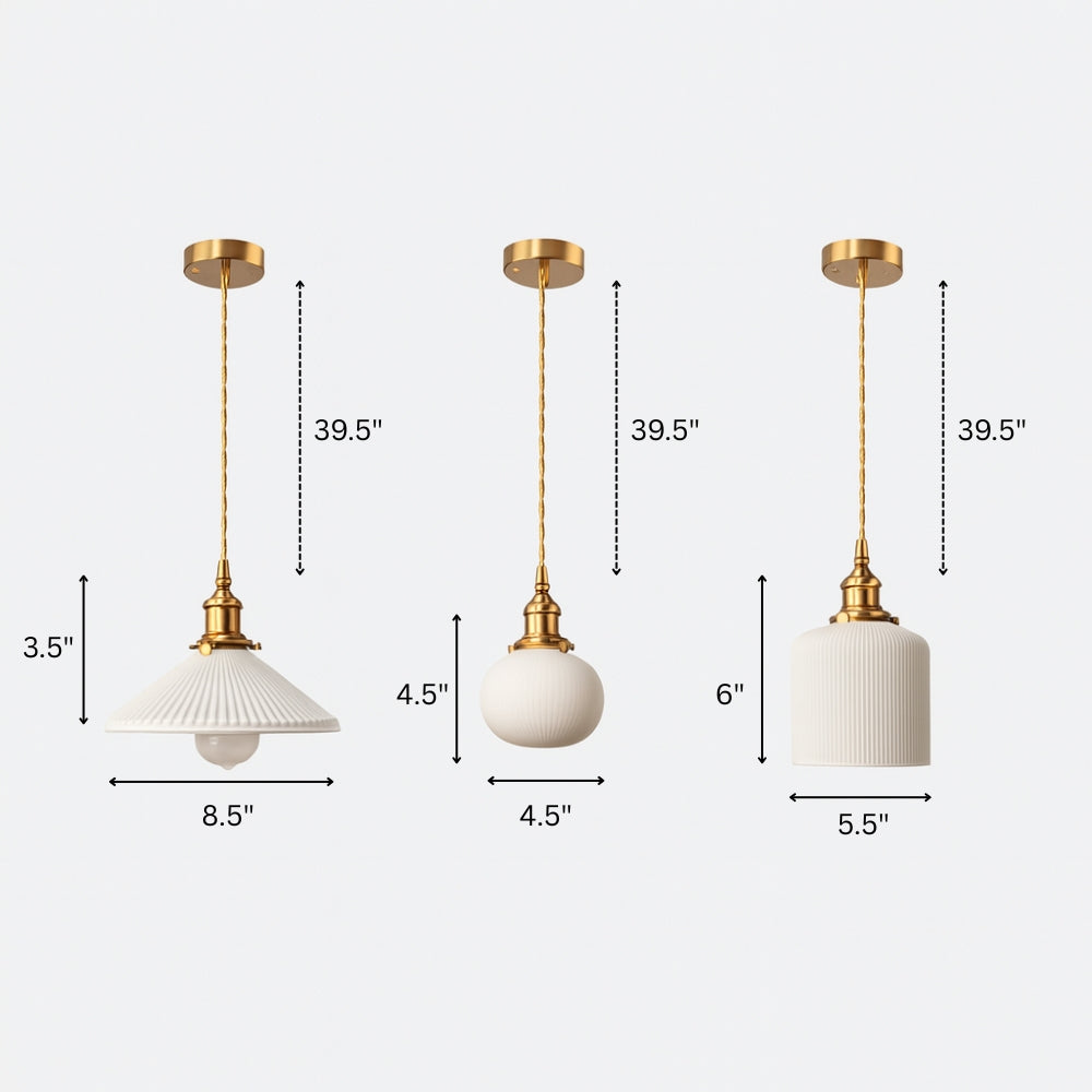 Retro Japanese Scandinavian Ceramic Pendant Light White | Vexorin