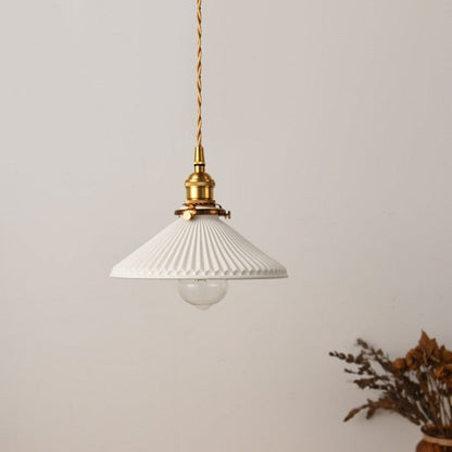 Retro Japanese Scandinavian Ceramic Pendant Light White | Vexorin