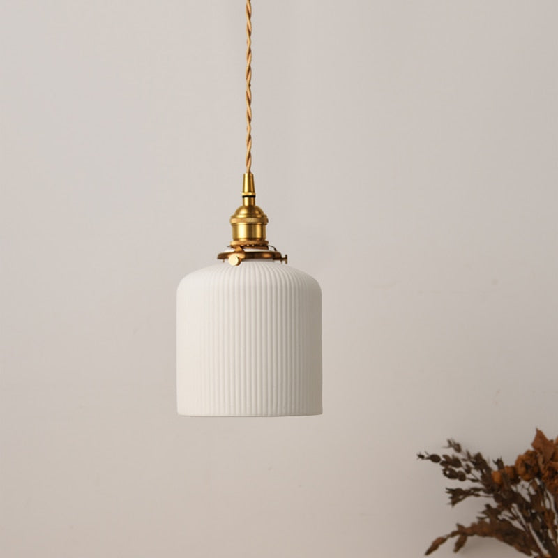 Retro Japanese Scandinavian Ceramic Pendant Light White | Vexorin
