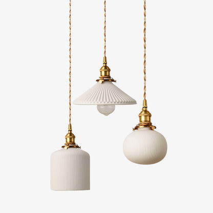 Retro Japanese Scandinavian Ceramic Pendant Light White | Vexorin