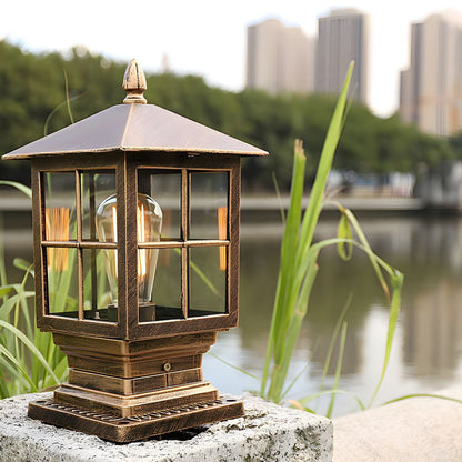 Retro Metal Garden Lantern Post Outdoor Light | Lanvero