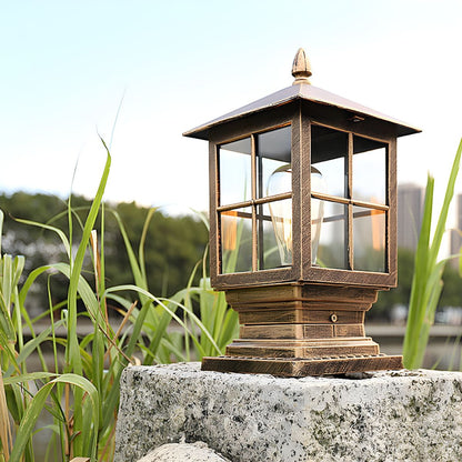 Retro Metal Garden Lantern Post Outdoor Light | Lanvero