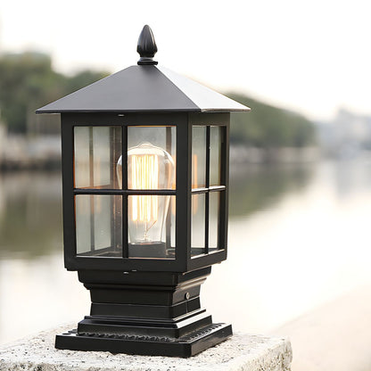Retro Metal Garden Lantern Post Outdoor Light | Lanvero