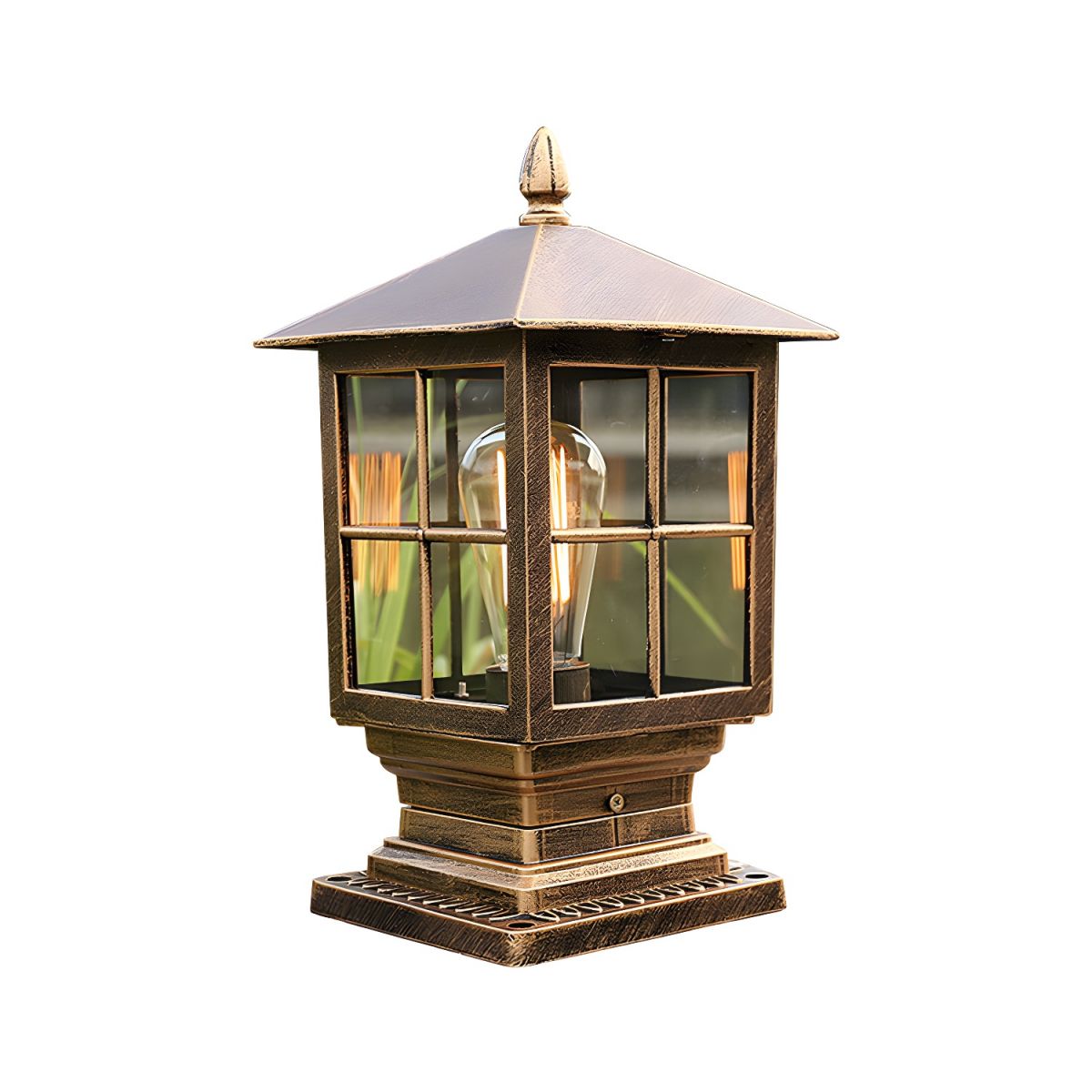 Retro Metal Garden Lantern Post Outdoor Light | Lanvero