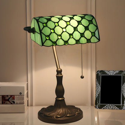 Retro Tiffany Table Lamp with Gridded Glass Shade | Tynvora