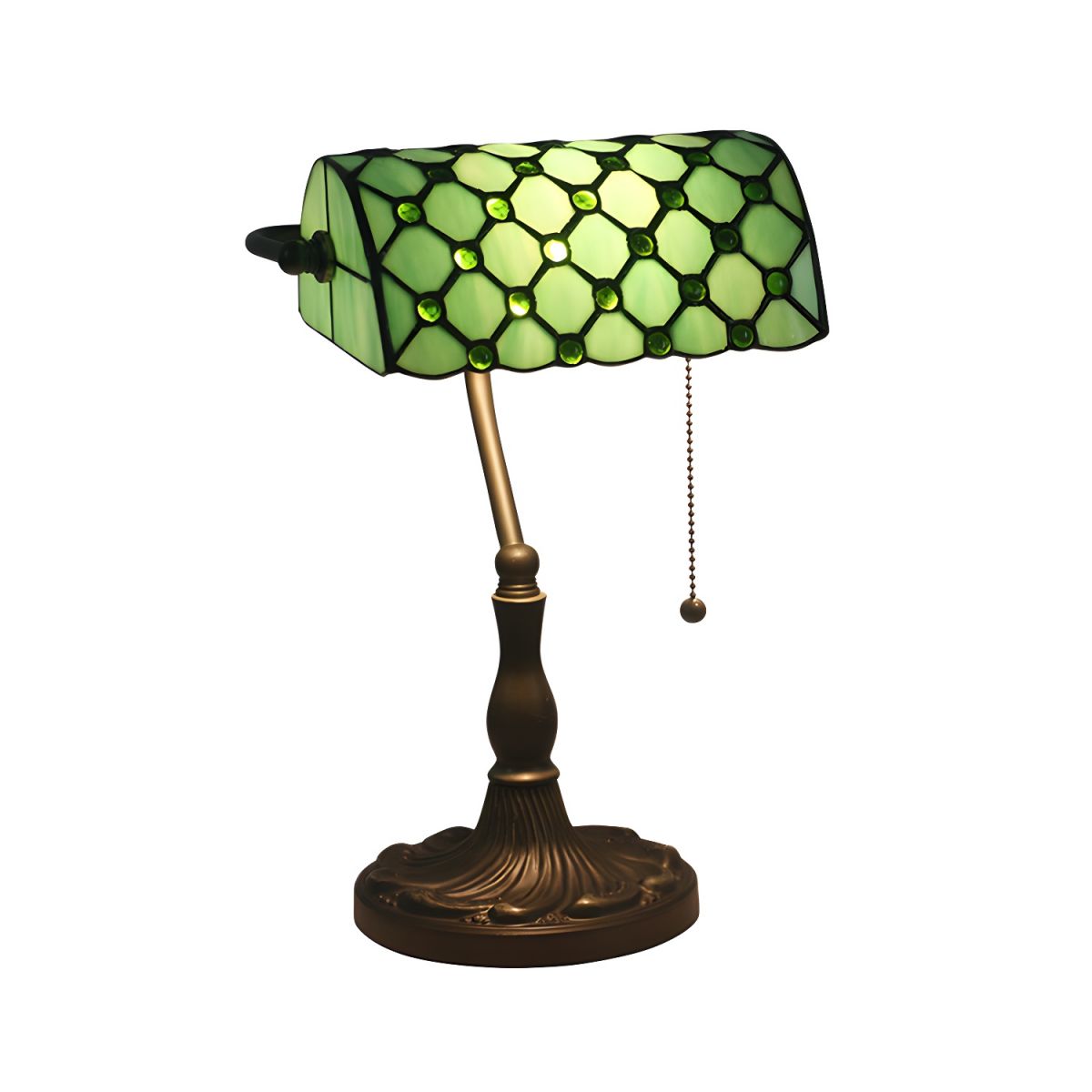 Retro Tiffany Table Lamp with Gridded Glass Shade | Tynvora