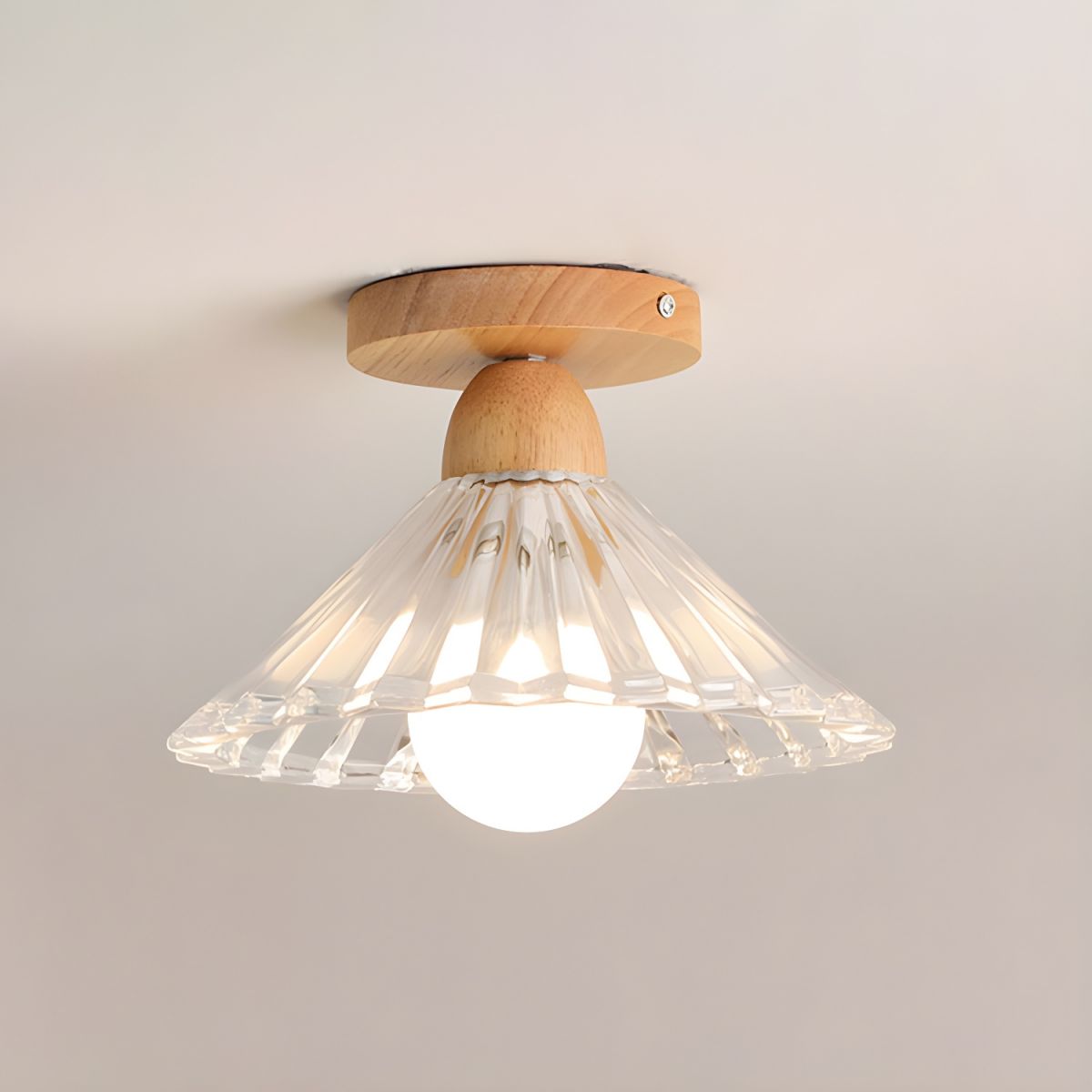 Ribbed Glass Nordic Cone Semi Flush Ceiling Light | Iveron