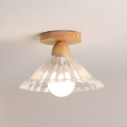 Ribbed Glass Nordic Cone Semi Flush Ceiling Light | Iveron