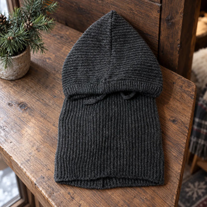 Ribbed Knit Hooded Balaclava Hat