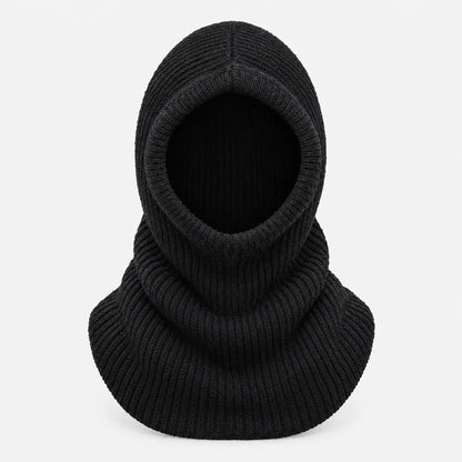 Ribbed Knit Hooded Balaclava Hat