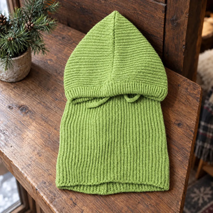 Ribbed Knit Hooded Balaclava Hat