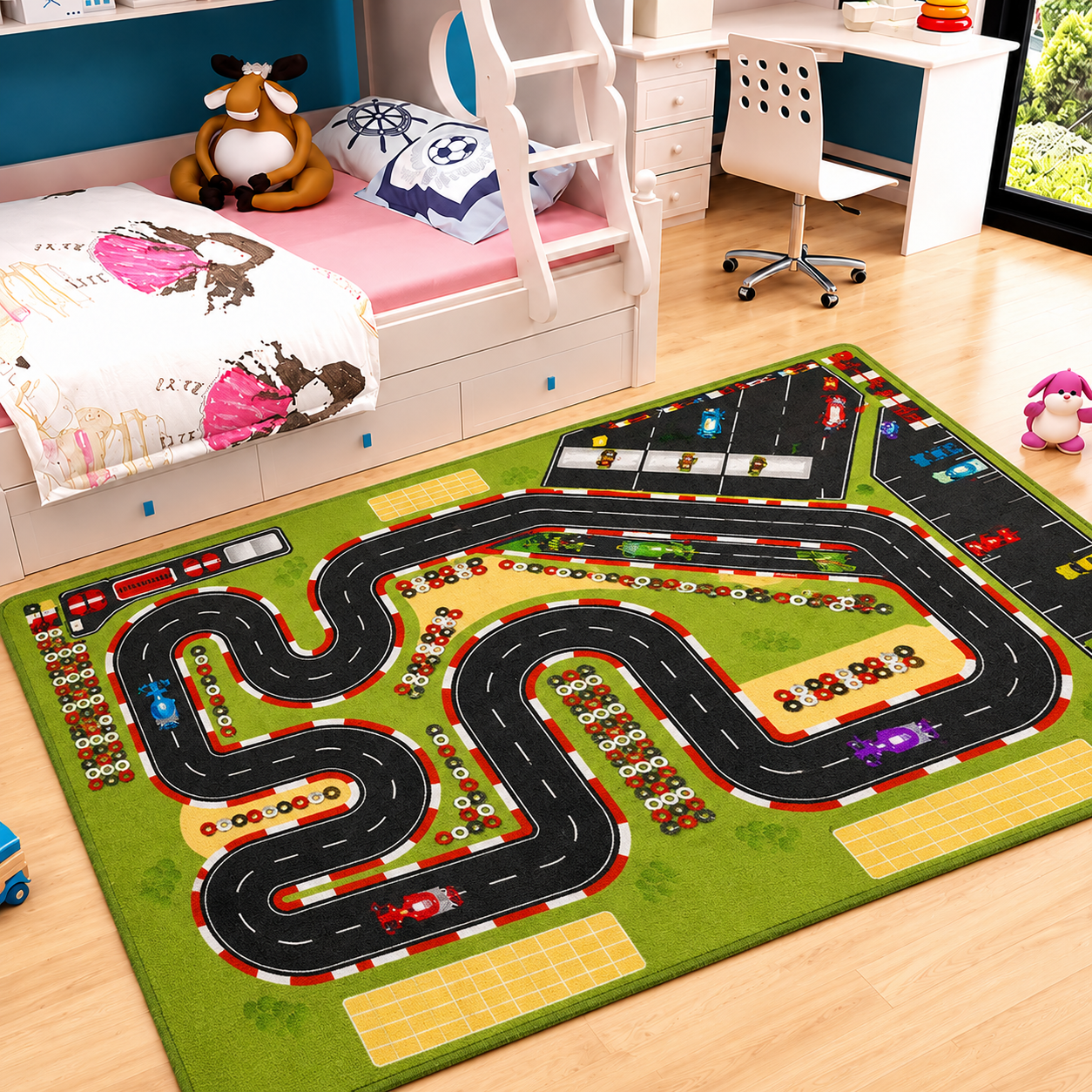 Road Print Polyester Kids Play Mat for Modern Room Decor | Belvian