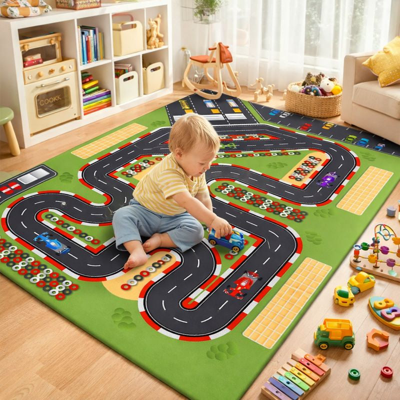 Road Print Polyester Kids Play Mat for Modern Room Decor | Belvian