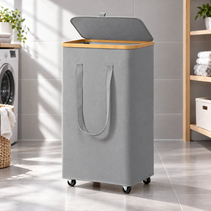 Rolling Rectangular Fabric Laundry Basket
