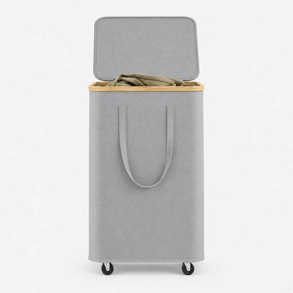 Rolling Rectangular Fabric Laundry Basket