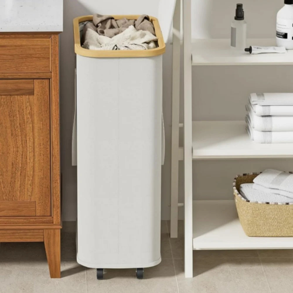 Rolling Rectangular Fabric Laundry Basket