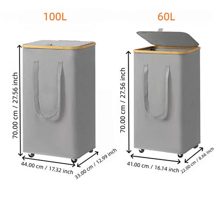 Rolling Rectangular Fabric Laundry Basket