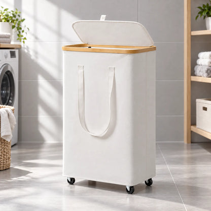 Rolling Rectangular Fabric Laundry Basket