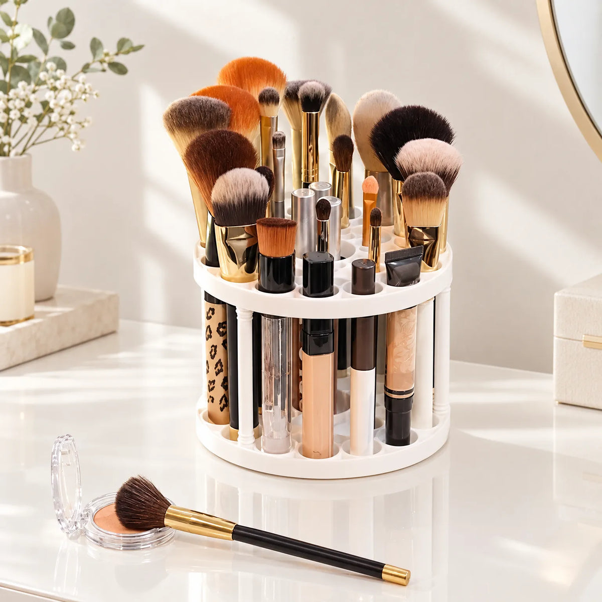Rotating Makeup Brush Storage Rack