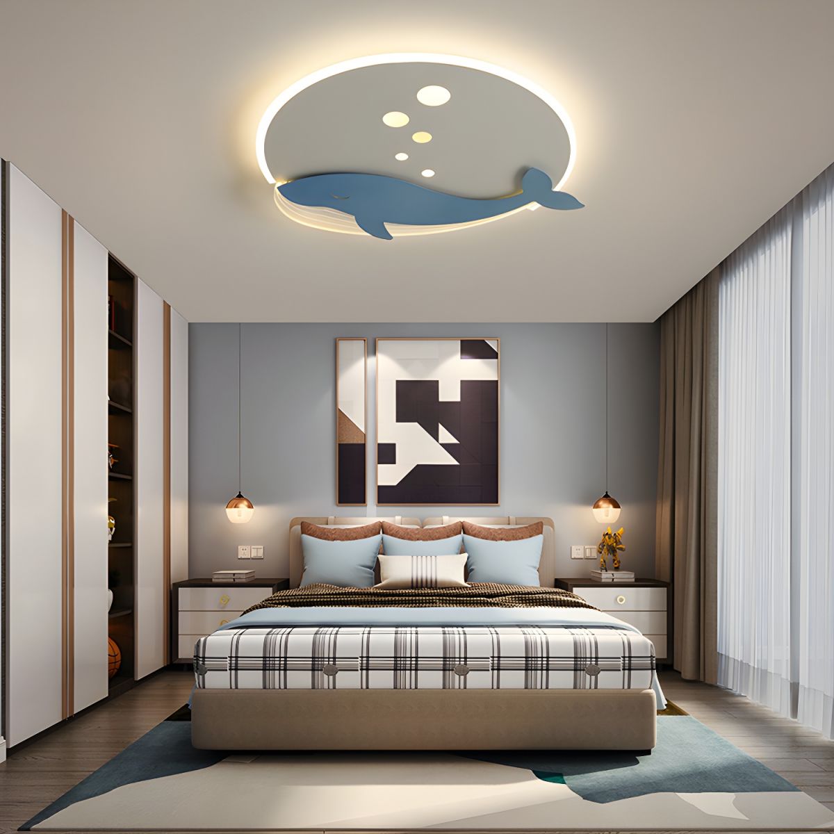 Round Metal Ceiling Light Scandinavian Kids Style | Norvexi