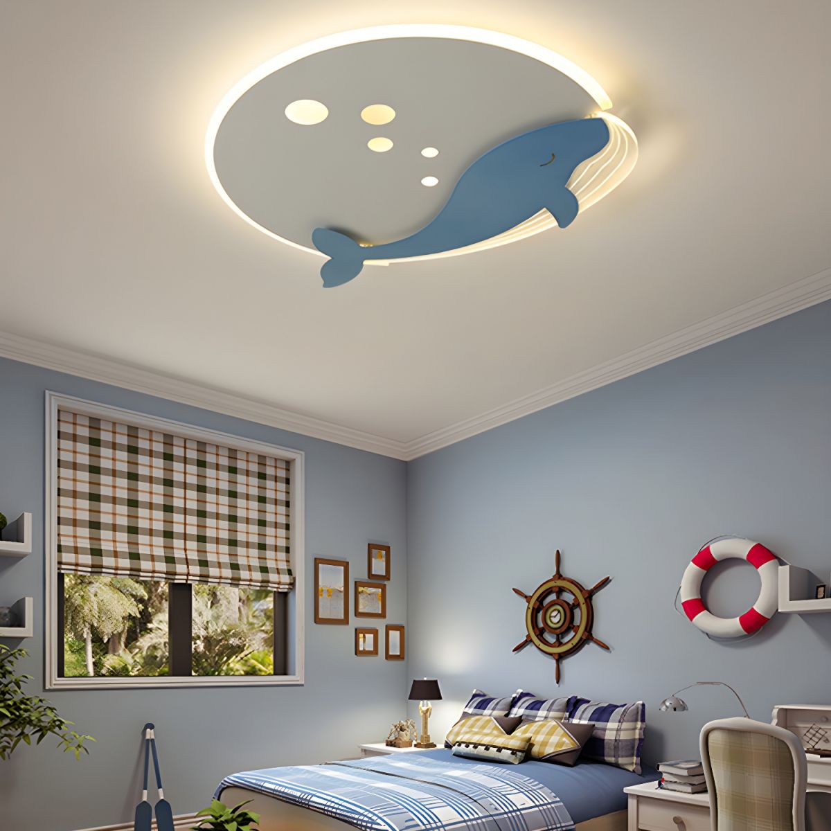 Round Metal Ceiling Light Scandinavian Kids Style | Norvexi