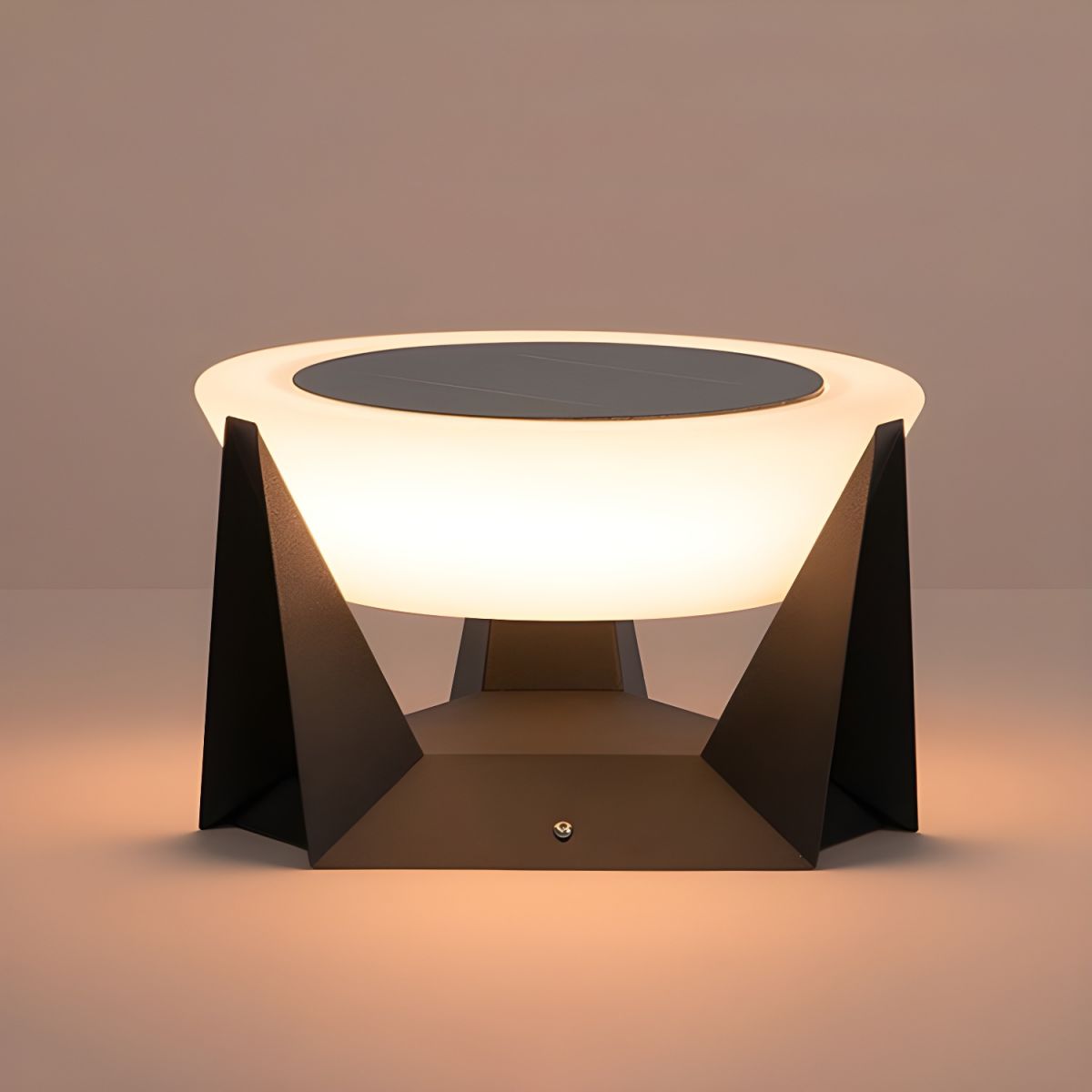 Round Metal Solar Pillar Light for Outdoor Areas | Gleamo