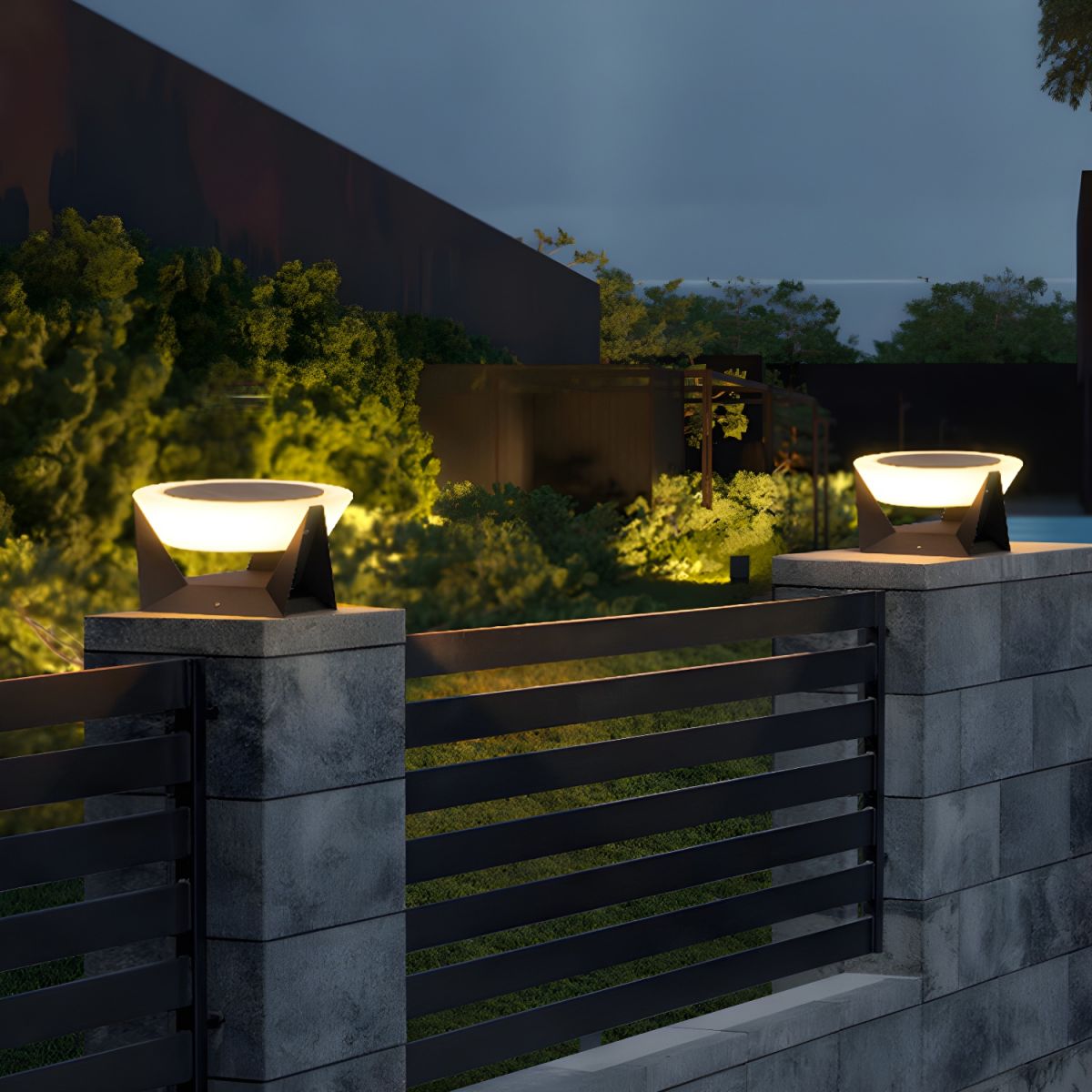 Round Metal Solar Pillar Light for Outdoor Areas | Gleamo