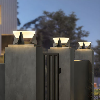 Round Metal Solar Pillar Light for Outdoor Areas | Gleamo