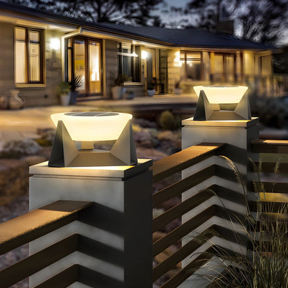 Round Metal Solar Pillar Light for Outdoor Areas | Gleamo