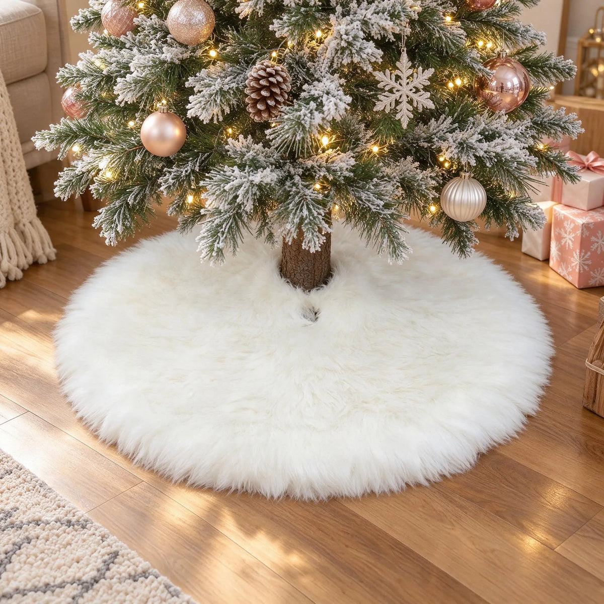 Round Plush Christmas Tree Skirt