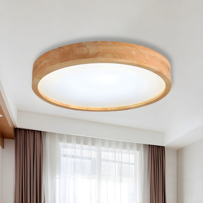 Round Wood LED Flush Ceiling Light Nordic Style | Pavrix