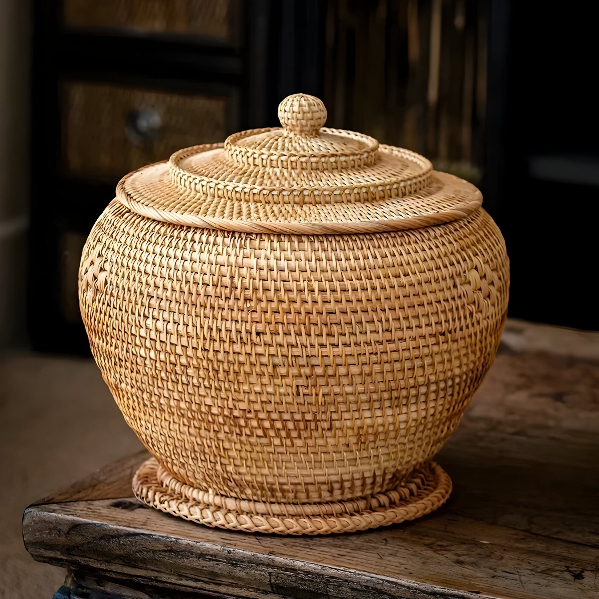 RusticBreeze | Handmade Rattan Storage Box with Lid 1