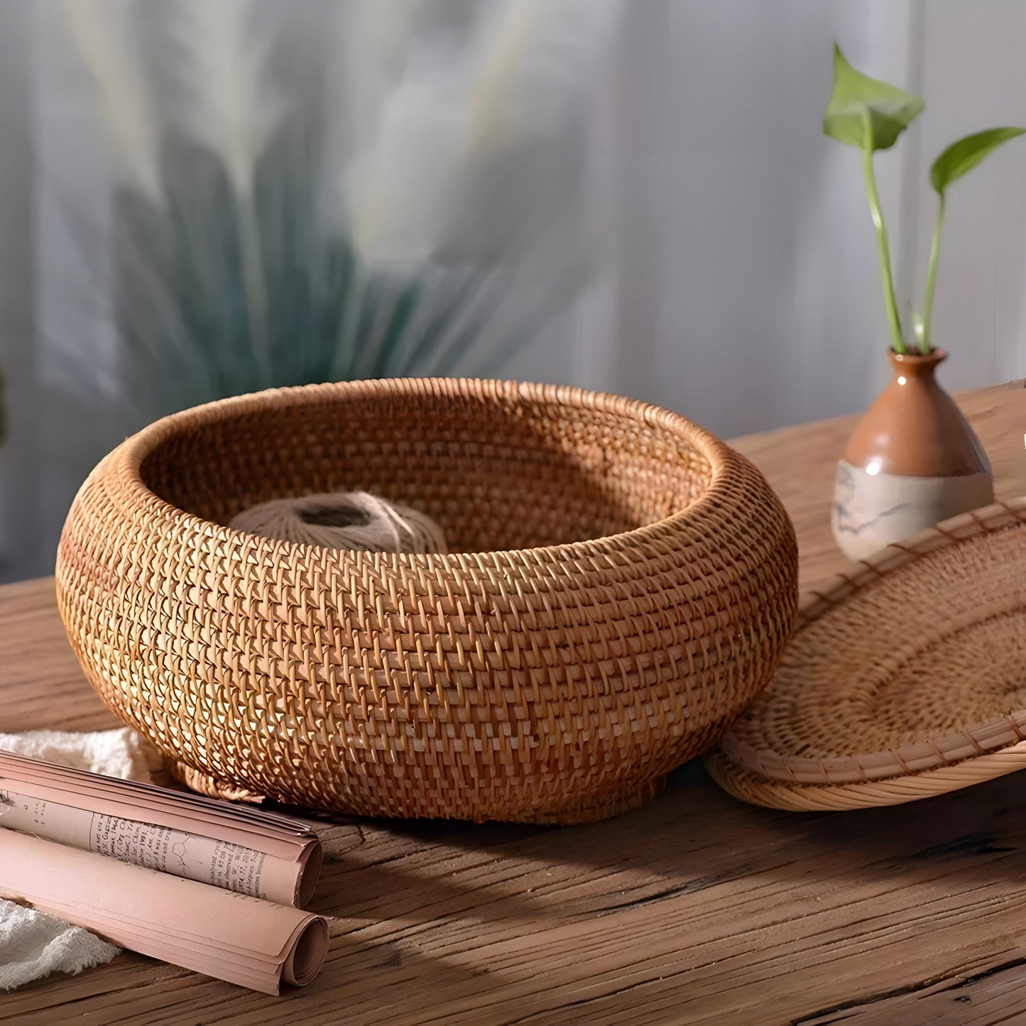 RusticBreeze | Handmade Rattan Storage Box with Lid 4
