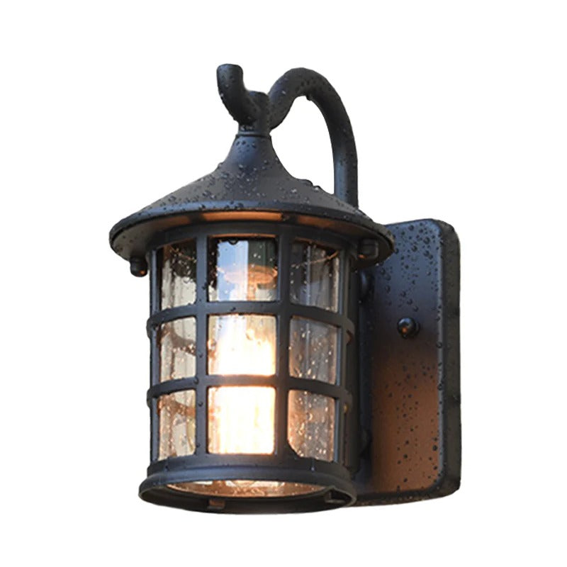 Rustic Seeded Glass Outdoor Wall Mount Lantern | Bronzia