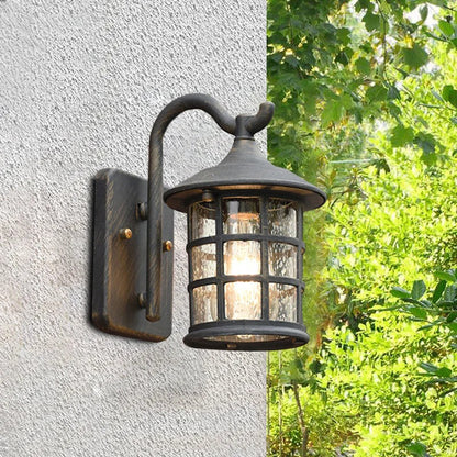 Rustic Seeded Glass Outdoor Wall Mount Lantern | Bronzia