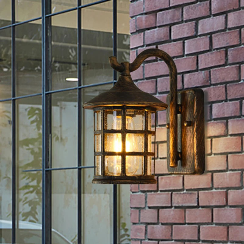 Rustic Seeded Glass Outdoor Wall Mount Lantern | Bronzia