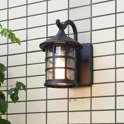 Rustic Seeded Glass Outdoor Wall Mount Lantern | Bronzia