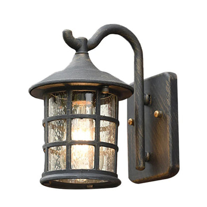 Rustic Seeded Glass Outdoor Wall Mount Lantern | Bronzia
