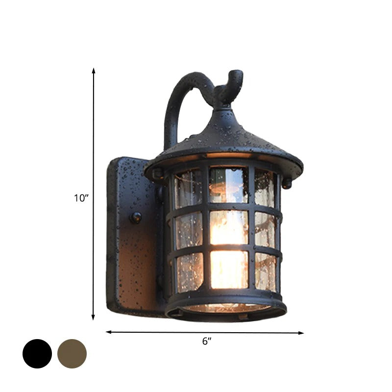 Rustic Seeded Glass Outdoor Wall Mount Lantern | Bronzia