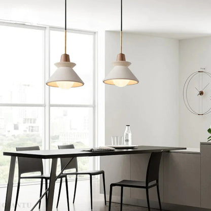Scandinavian Concrete Cone Pendant Light with Wood Detail | Auvrico