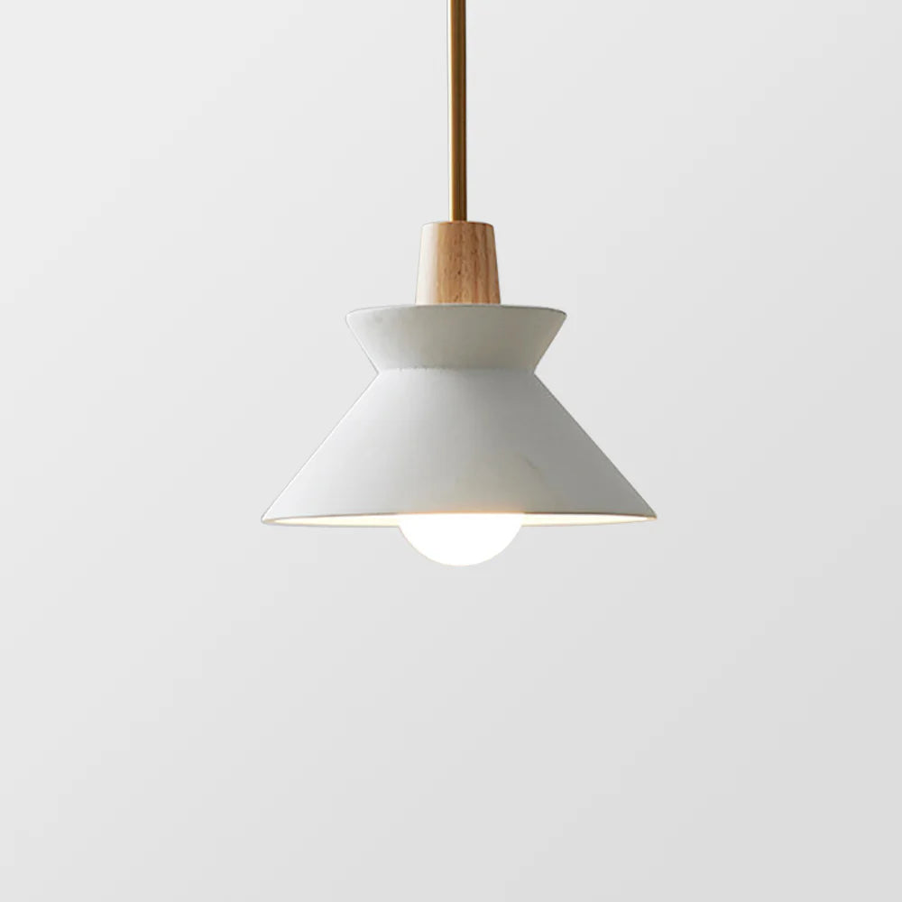 Scandinavian Concrete Cone Pendant Light with Wood Detail | Auvrico